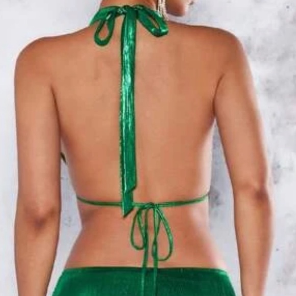 Emerald Green Metallic Halter Top NWT Size S - Picture 5 of 14